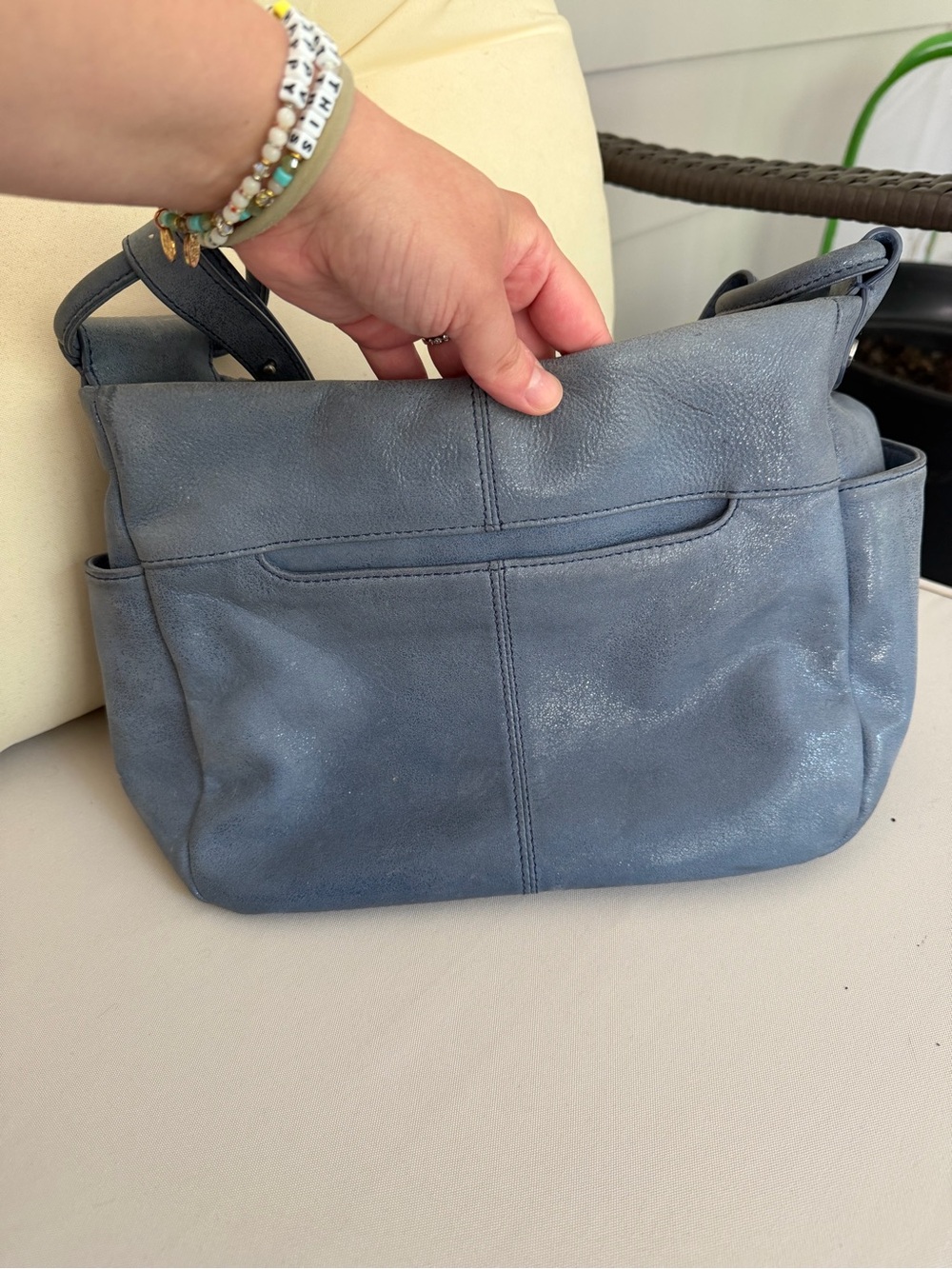 HOBO Azure Shimmery Slate Blue Crossbody - Picture 2 of 14